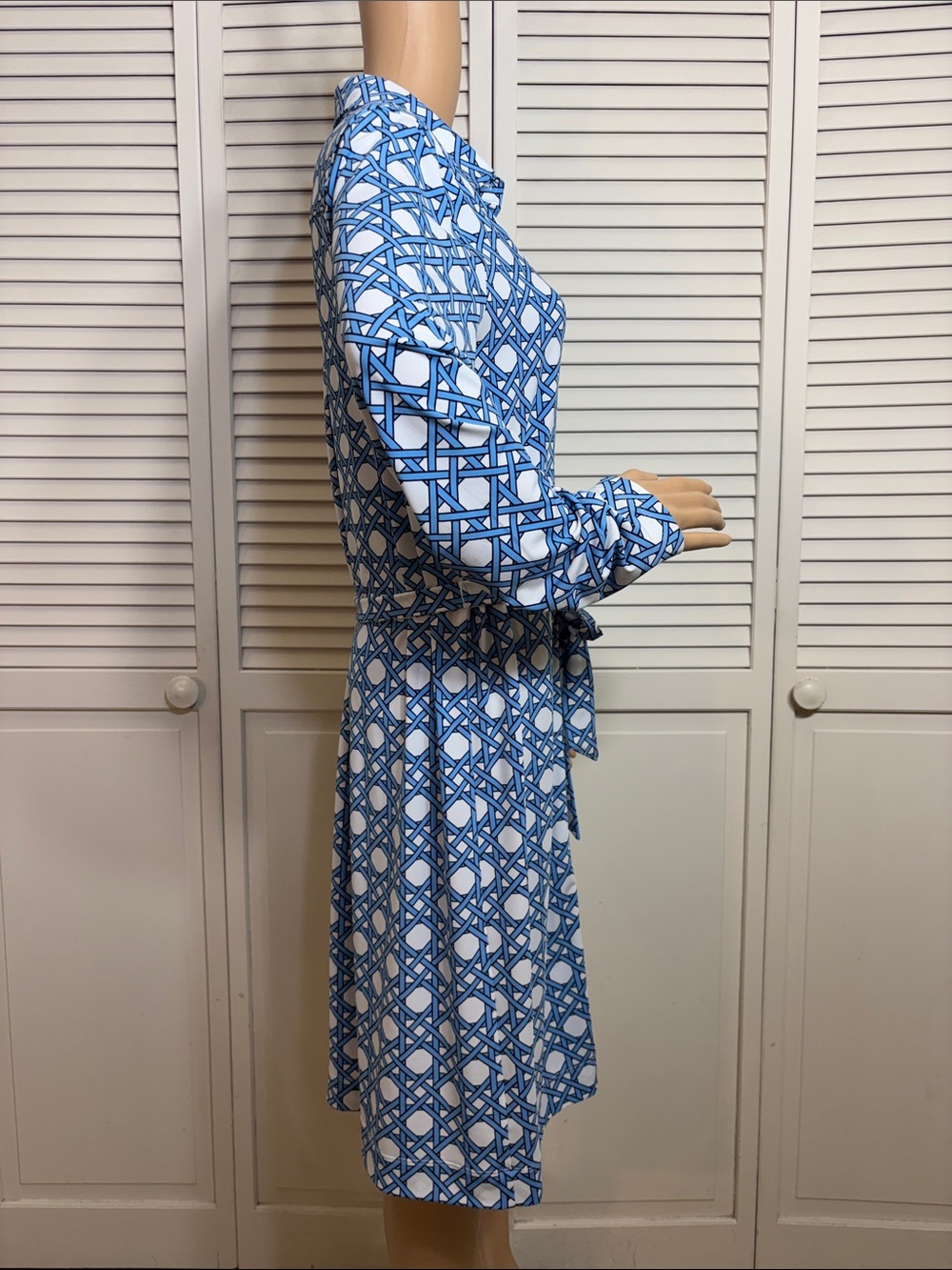 Brooks Brothers Blue and White Geometric Long Sleeves Shirt Dress XL - Picture 8 of 16